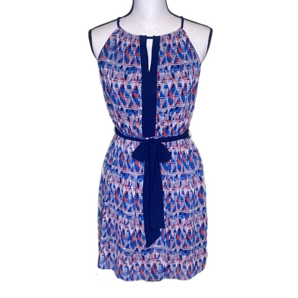 I.N. San Francisco Navy Patterned Lined Dress Size S - Picture 1 of 11